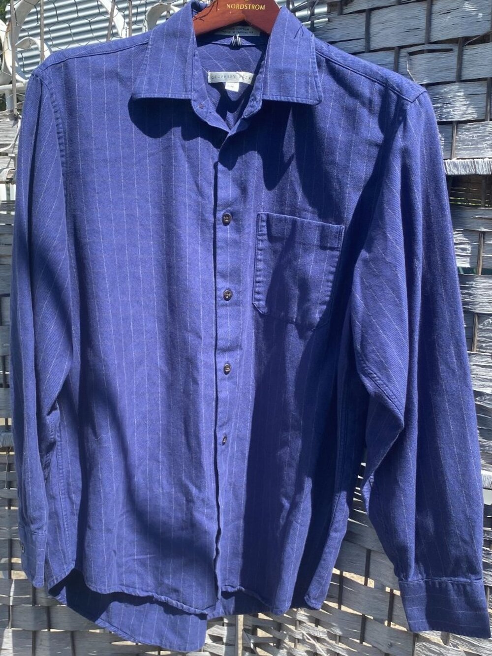 Vintage Geoffrey Beene Ultramarine Blue 100% Cotton Long Sleeve Shirt SOFT